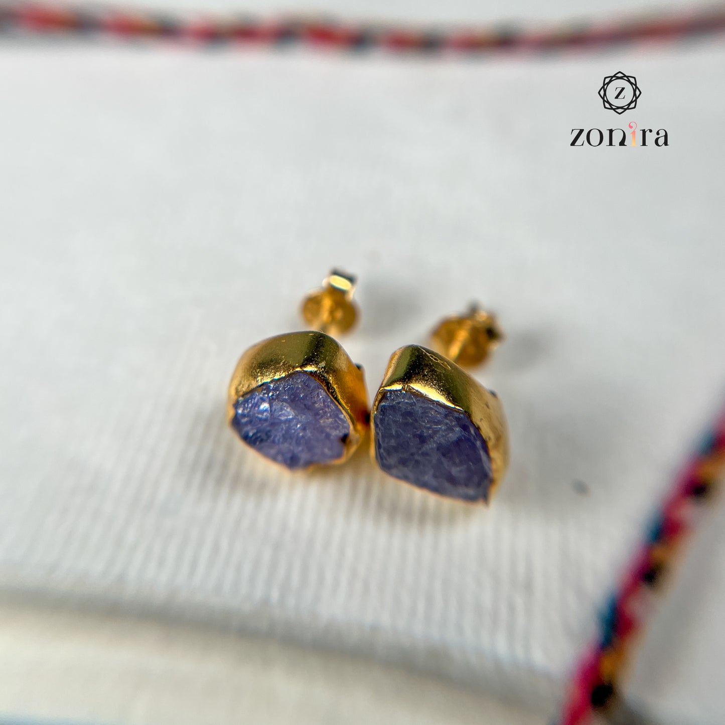 Aabis Silver Studs - Raw Tanzanite Gold