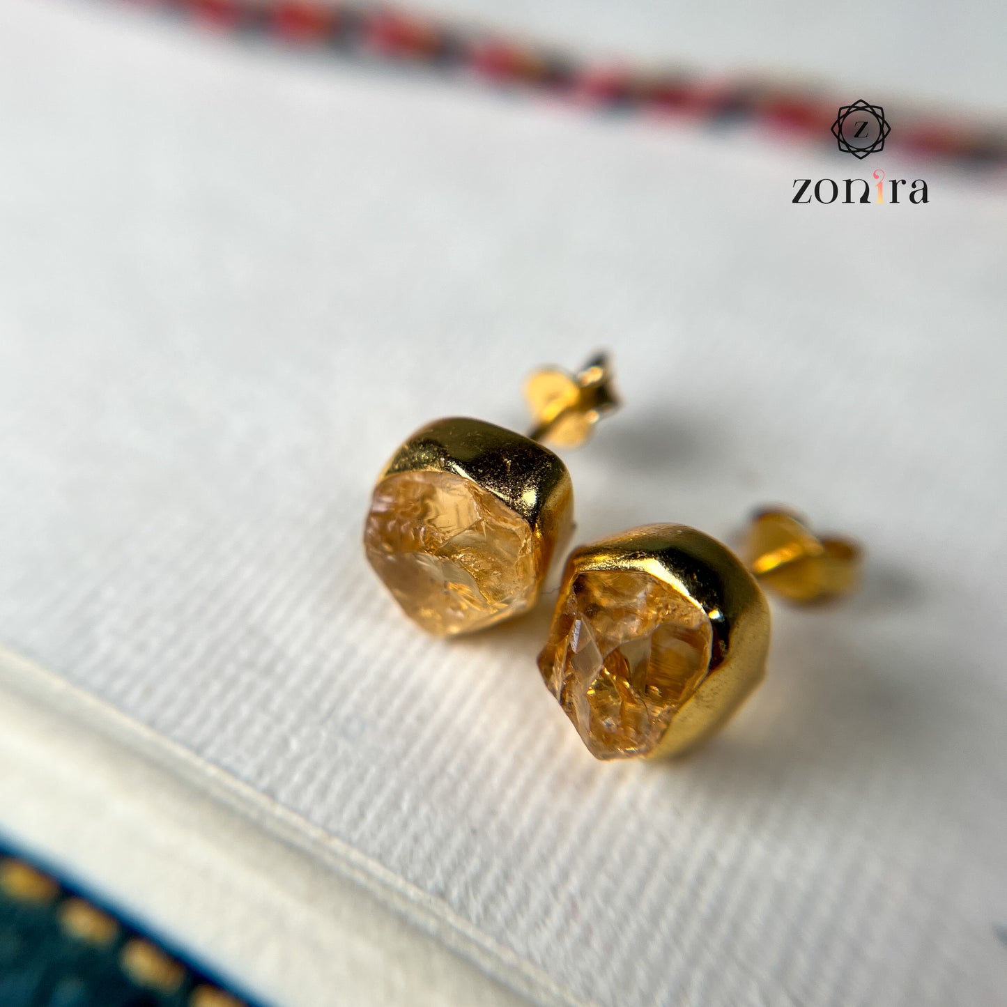 Aabis Silver Studs - Raw Citrine Gold