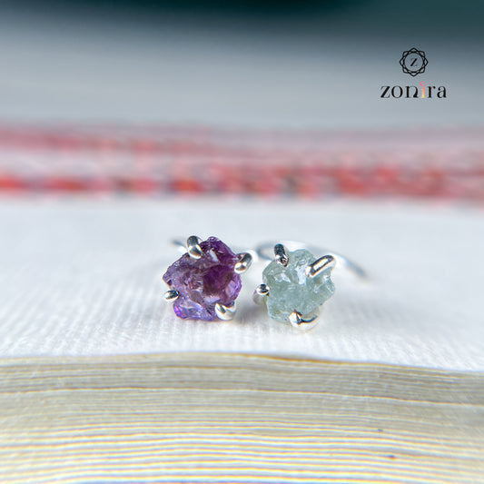 Shay Silver Nose-pin - Amethyst + Aquamarine