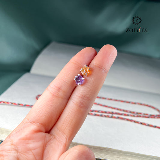 Shay Silver Nose-pin - Amethyst + Citrine