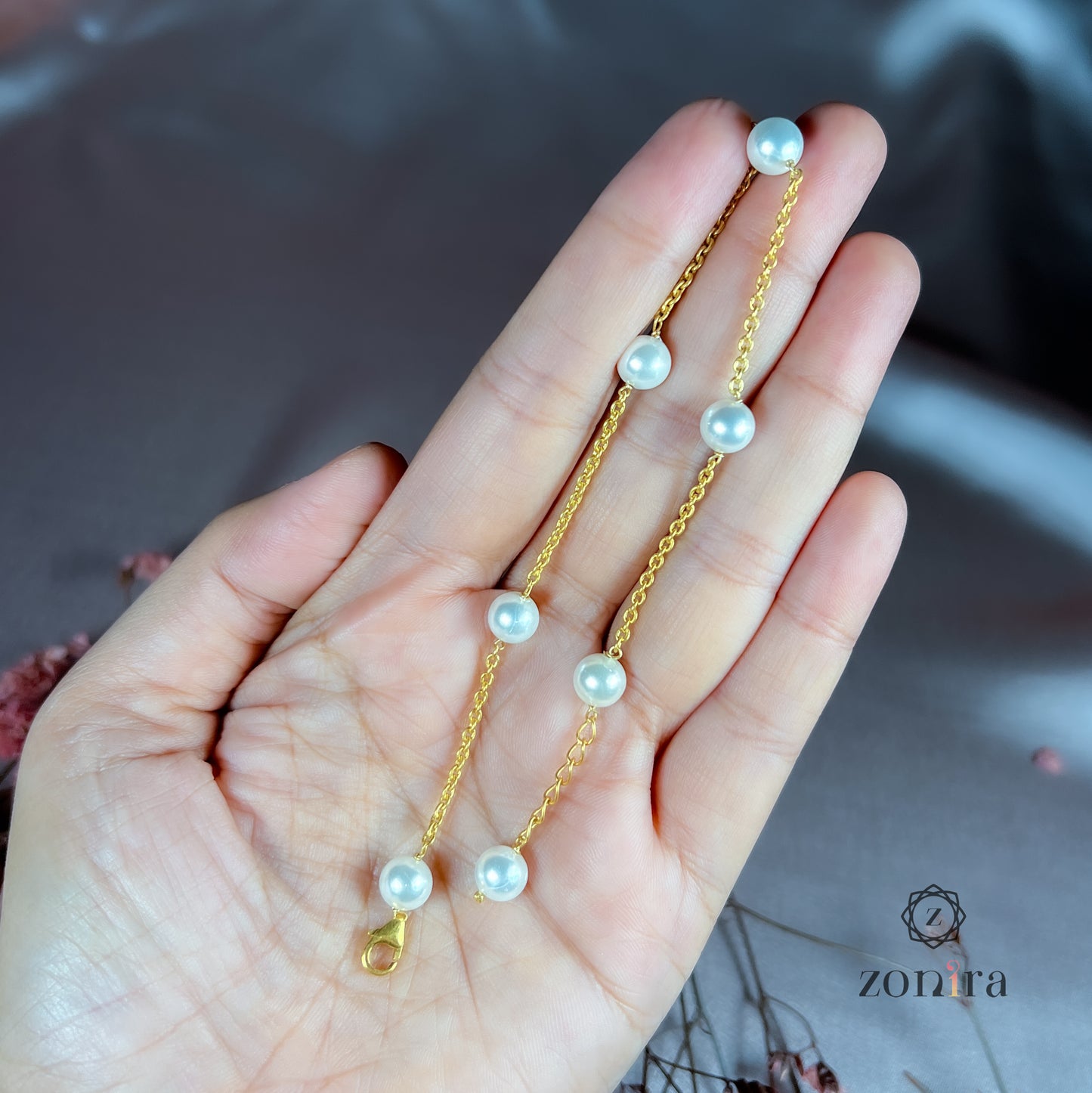 Glory Silver Bracelet - Pearls Gold
