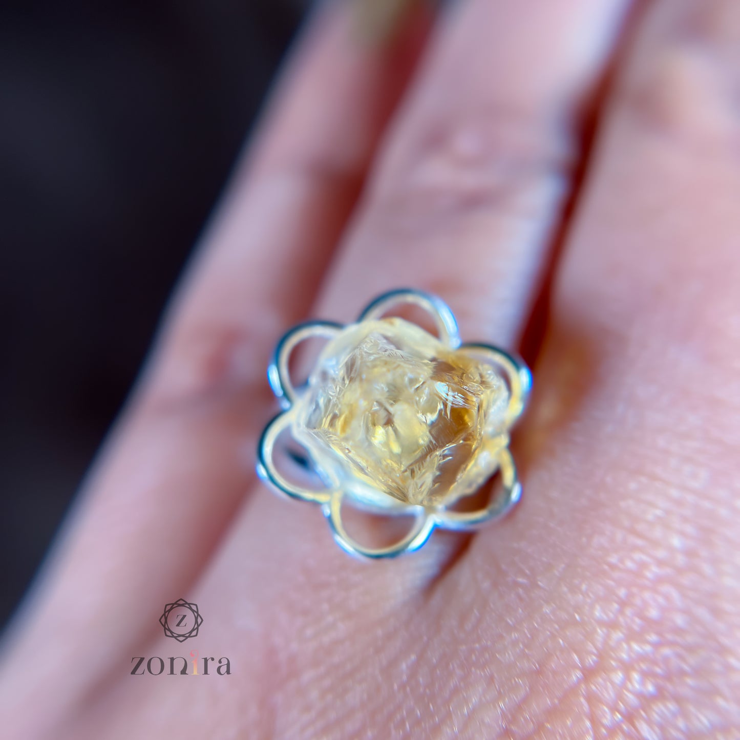 Malli Silver Ring - Raw Citrine