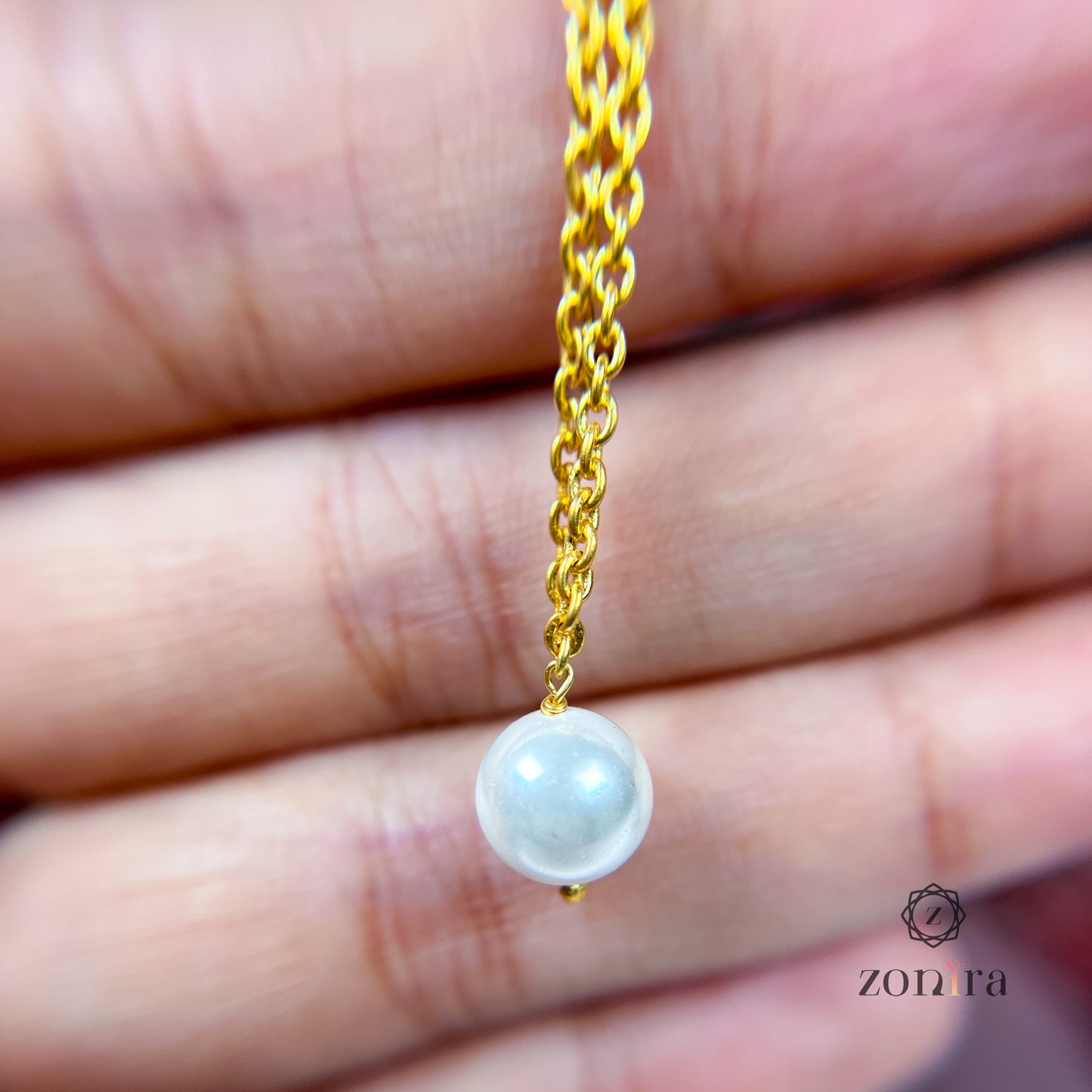 Glory Silver Necklace - Pearl Gold