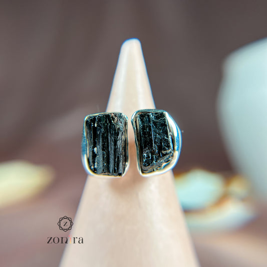 Liba Silver Ring - Raw Black Tourmaline