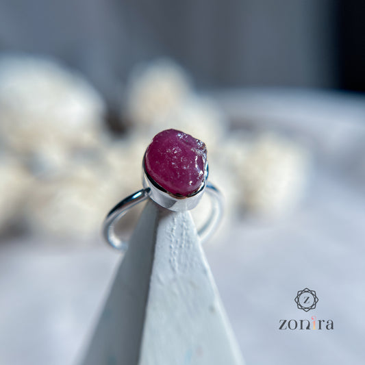 Eka Silver Ring - Raw Ruby