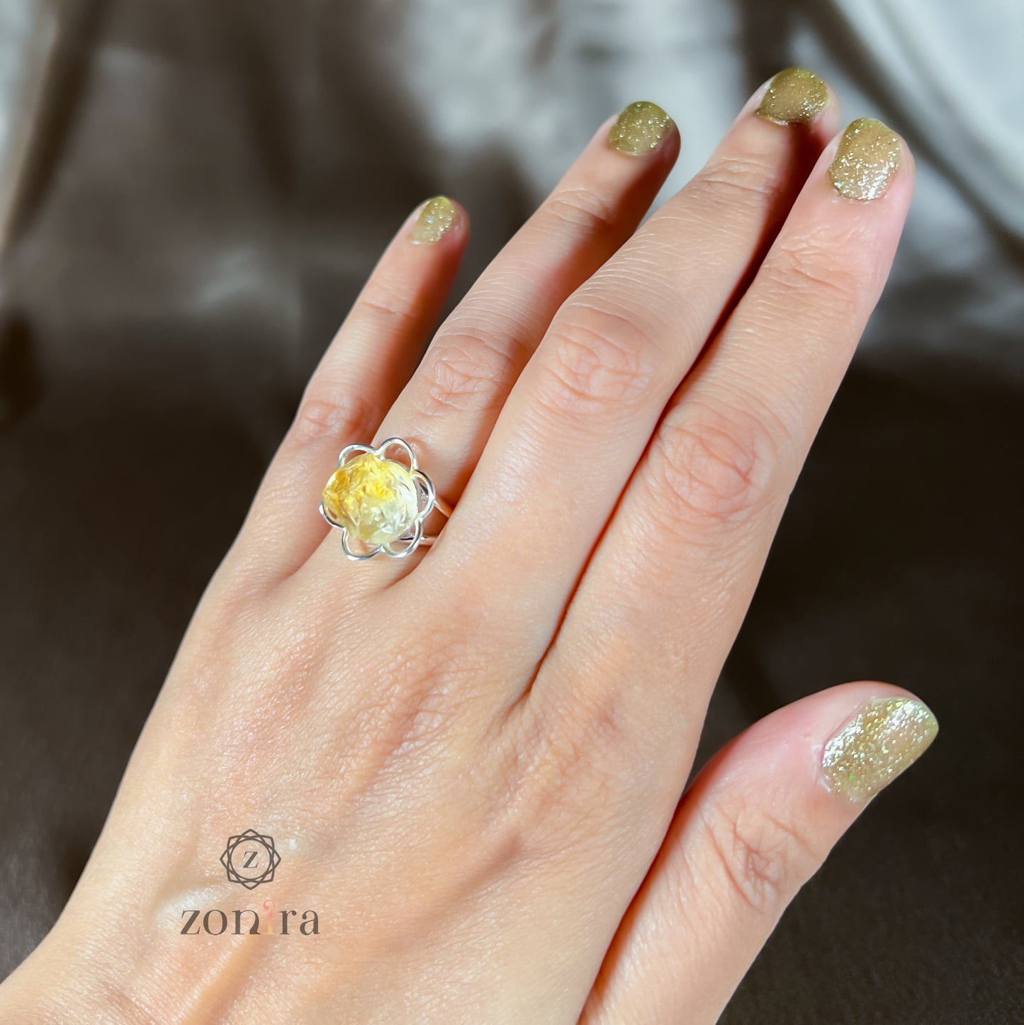 Malli Silver Ring - Raw Citrine