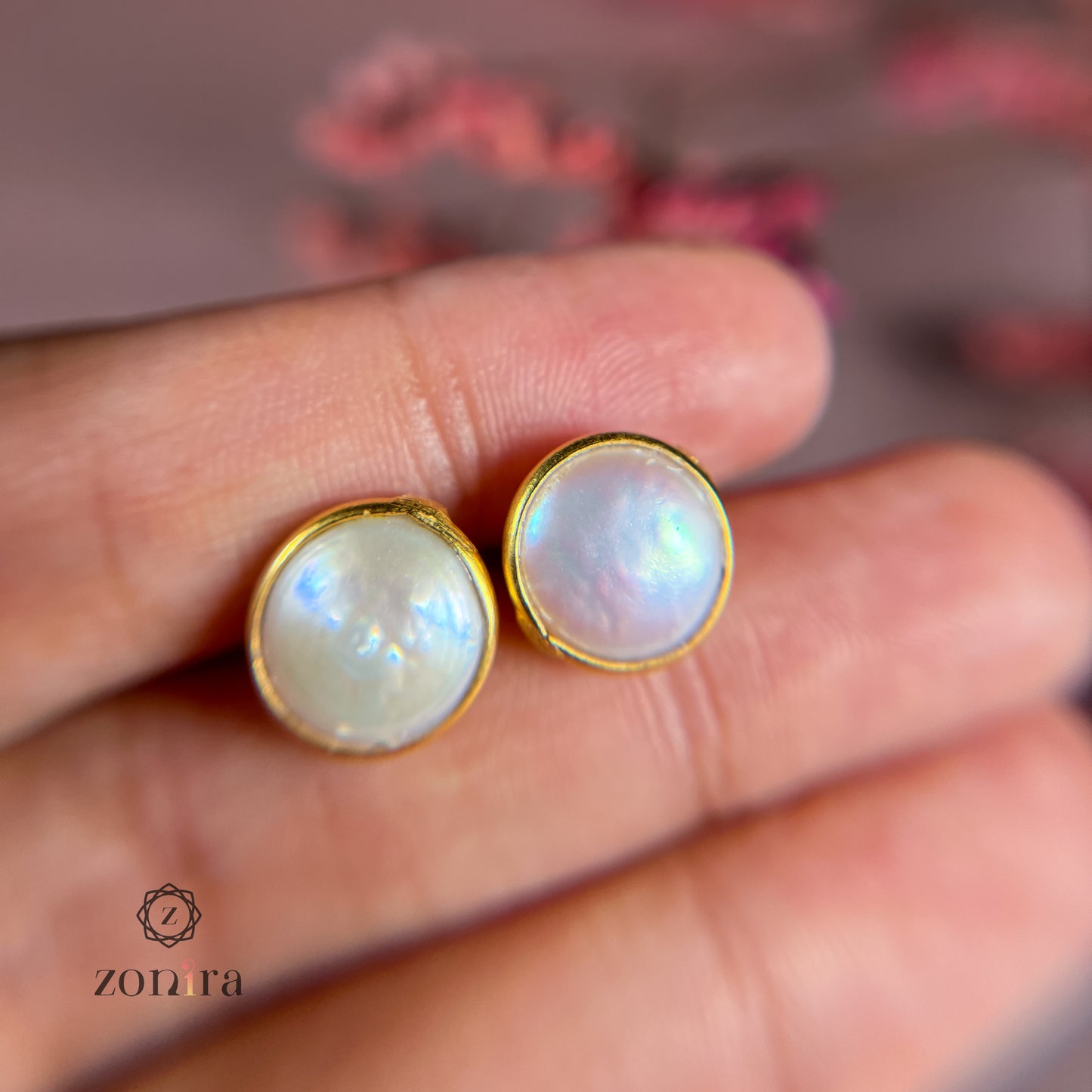 Ida Silver Studs - Coin Pearl Gold