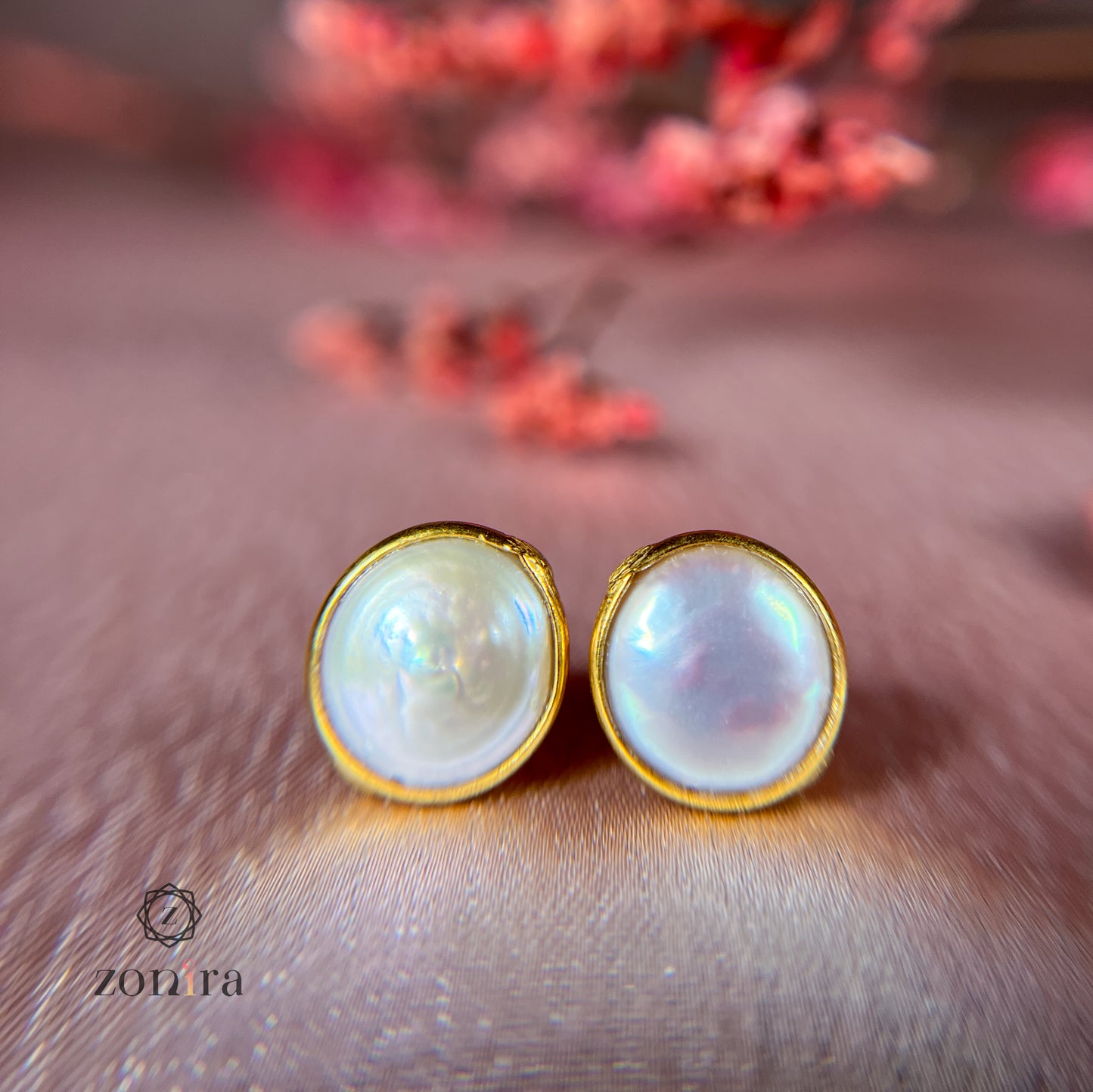 Ida Silver Studs - Coin Pearl Gold