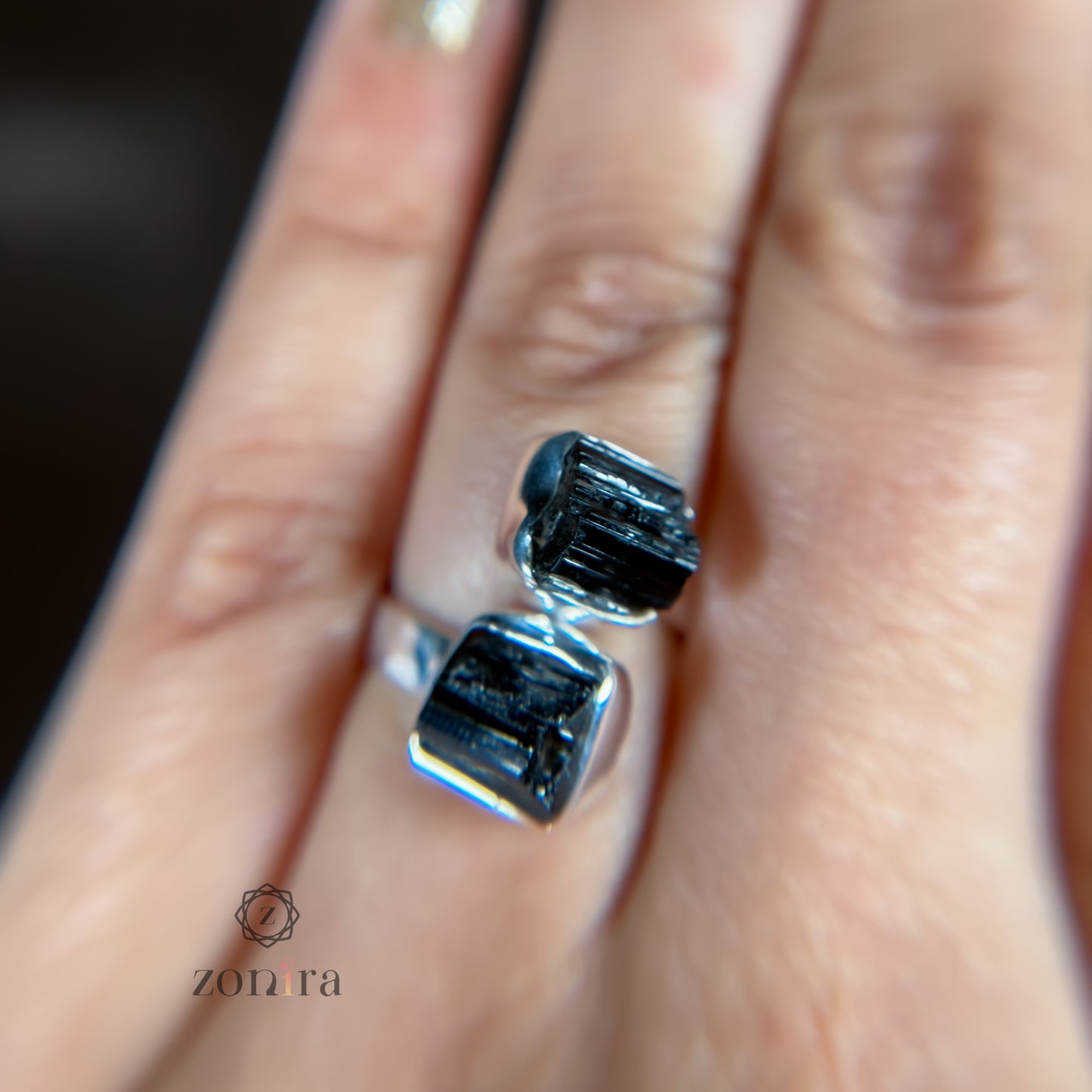 Liba Silver Ring - Raw Black Tourmaline