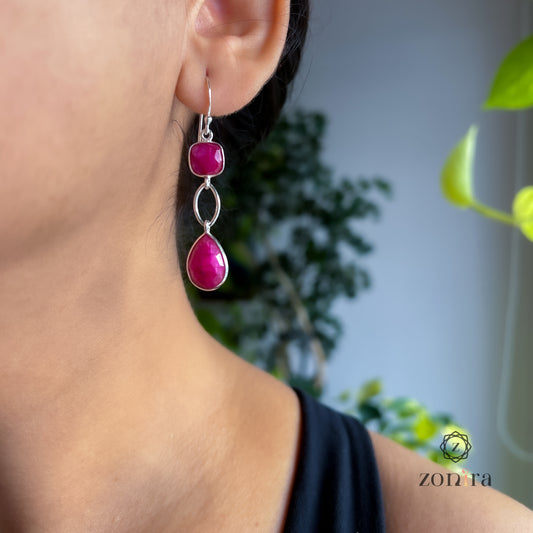 Alaya Silver Danglers - Ropada Ruby