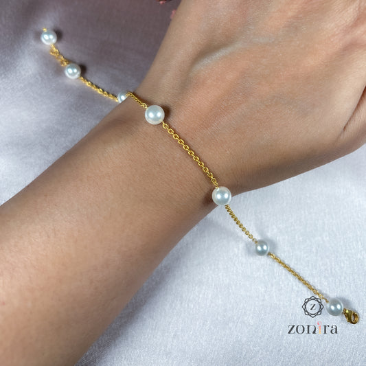 Glory Silver Bracelet - Pearls Gold