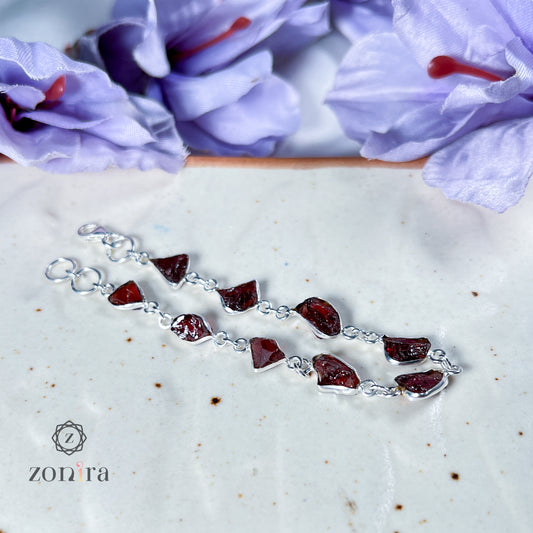 Ecstacy Silver Bracelet - Raw Garnet