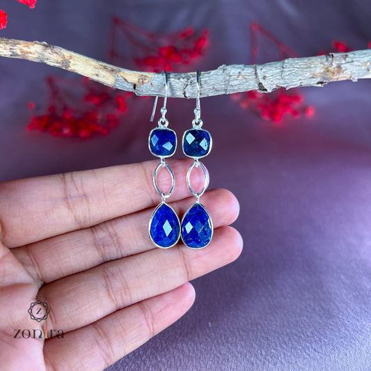 Alaya Silver Danglers - Lapis Lazuli