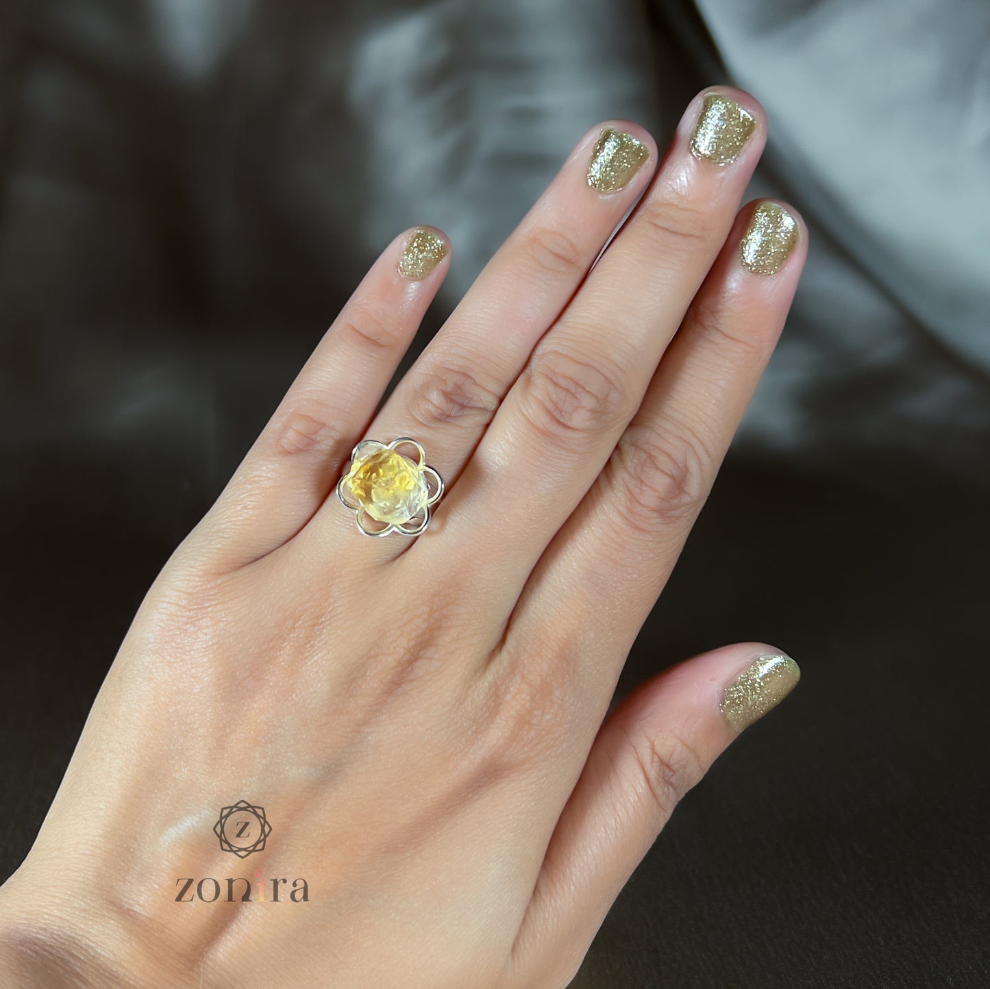 Malli Silver Ring - Raw Citrine