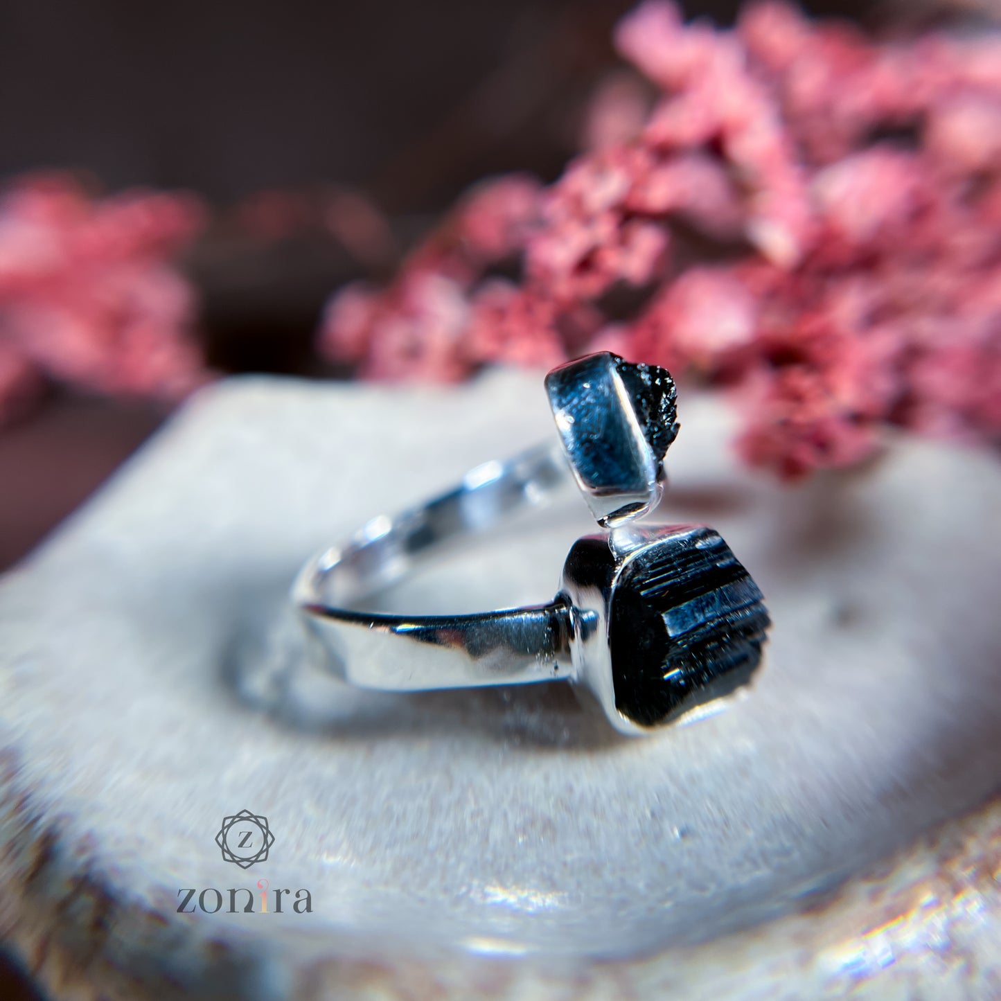 Liba Silver Ring - Raw Black Tourmaline