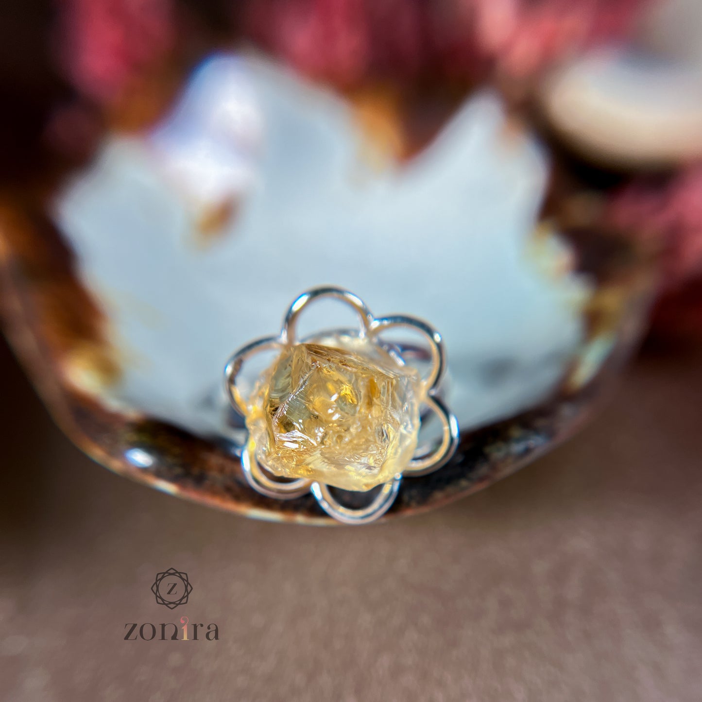 Malli Silver Ring - Raw Citrine