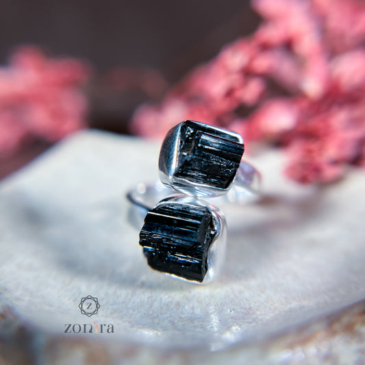 Liba Silver Ring - Raw Black Tourmaline