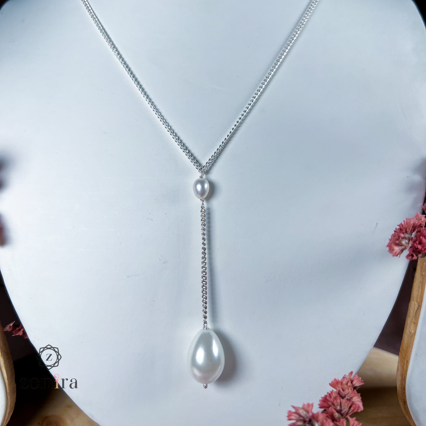 Boondein Silver Necklace - Drop Pearl