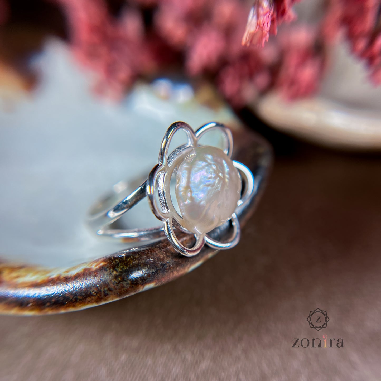 Malli Silver Ring - Raw Pearl
