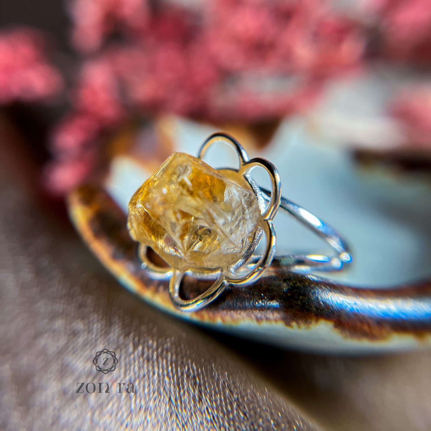 Malli Silver Ring - Raw Citrine