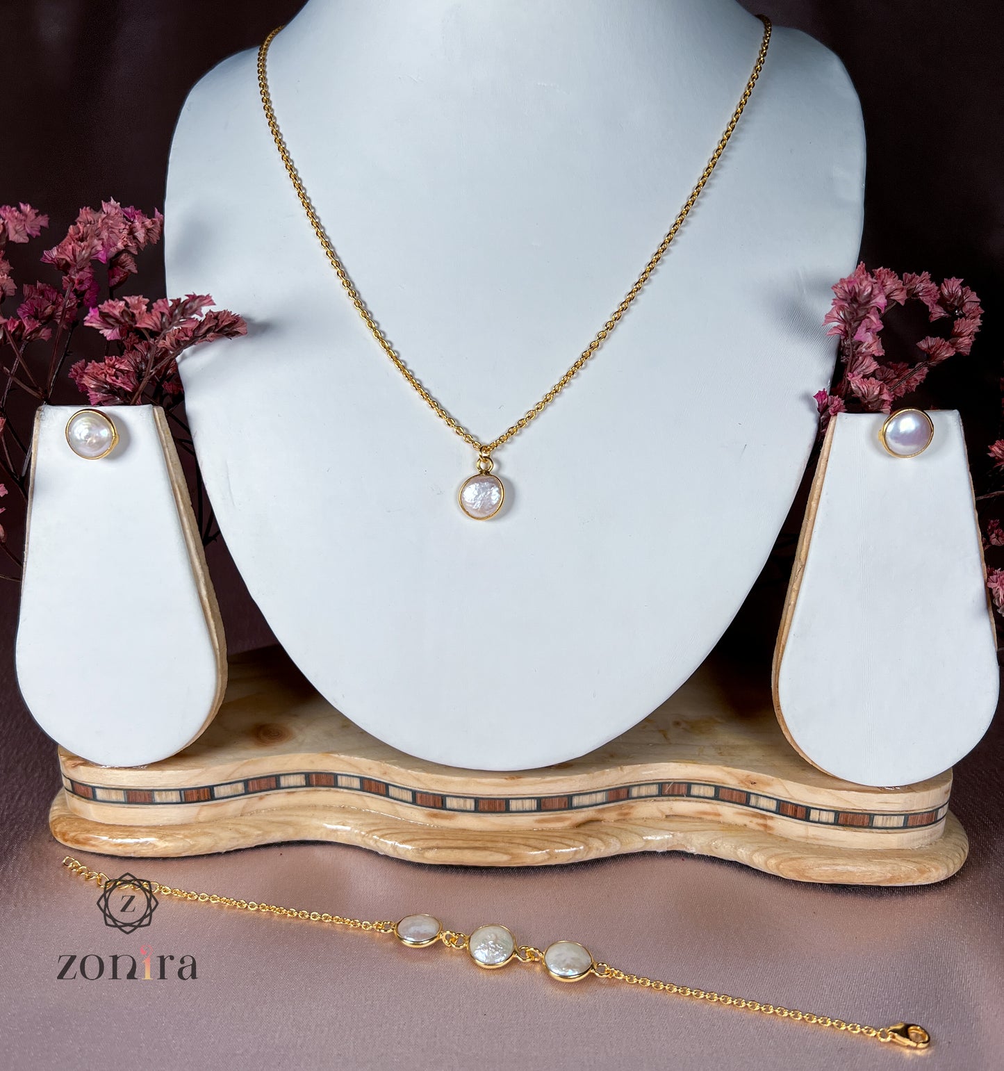 Ida Silver Necklace - Coin Pearl Gold