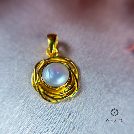 Idaya Silver Pendant - Coin Pearl Gold