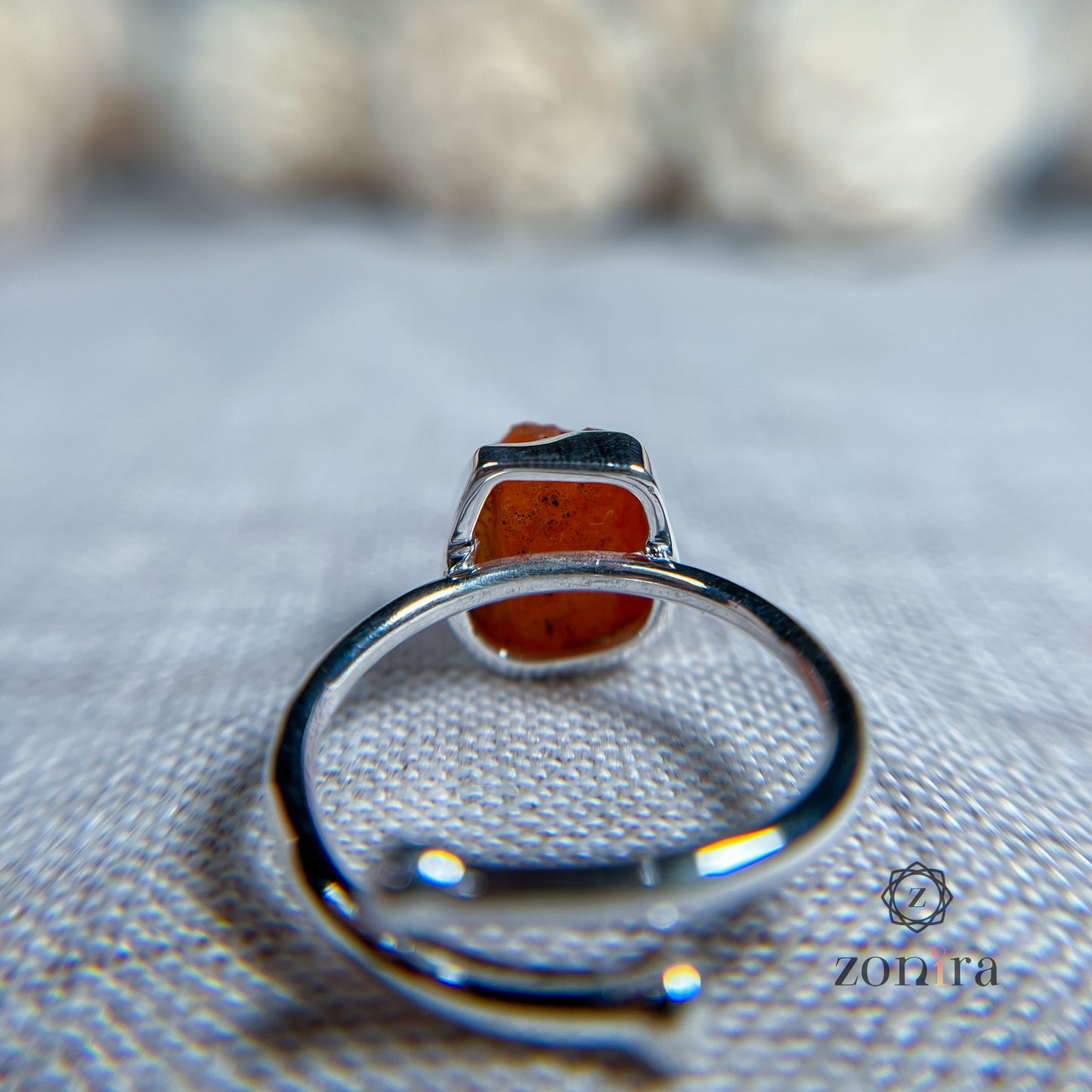 Eka Silver Ring - Raw Carnelian