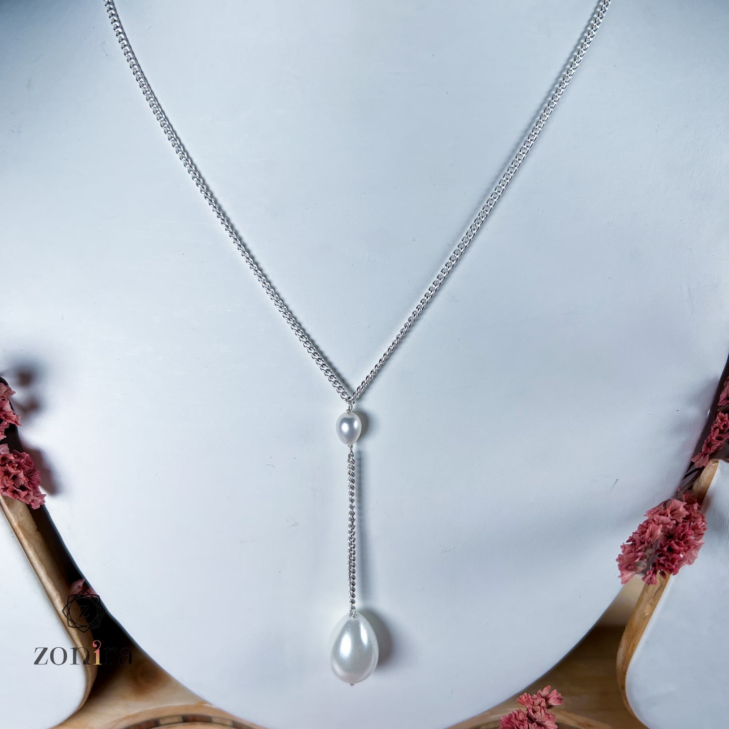 Boondein Silver Necklace - Drop Pearl