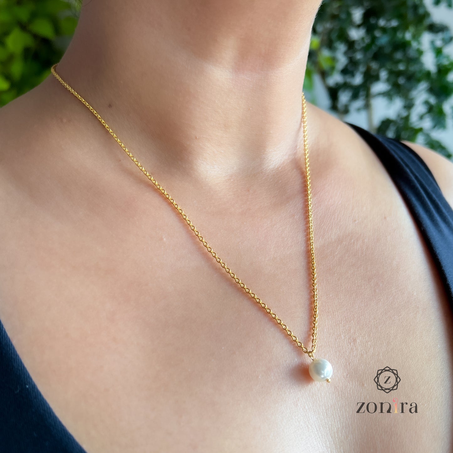 Glory Silver Necklace - Pearl Gold