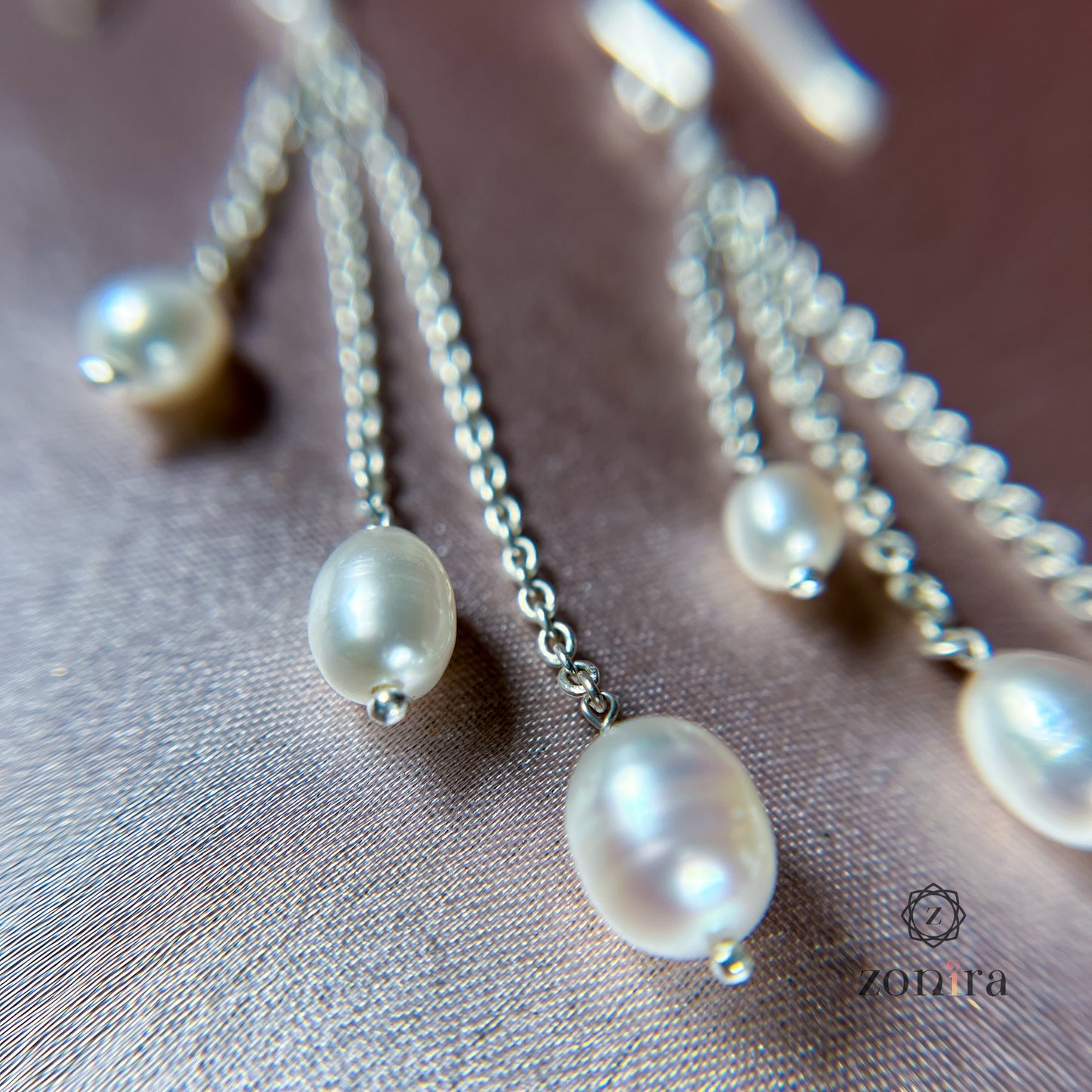 Gulshan Silver Danglers - Baroque Pearls