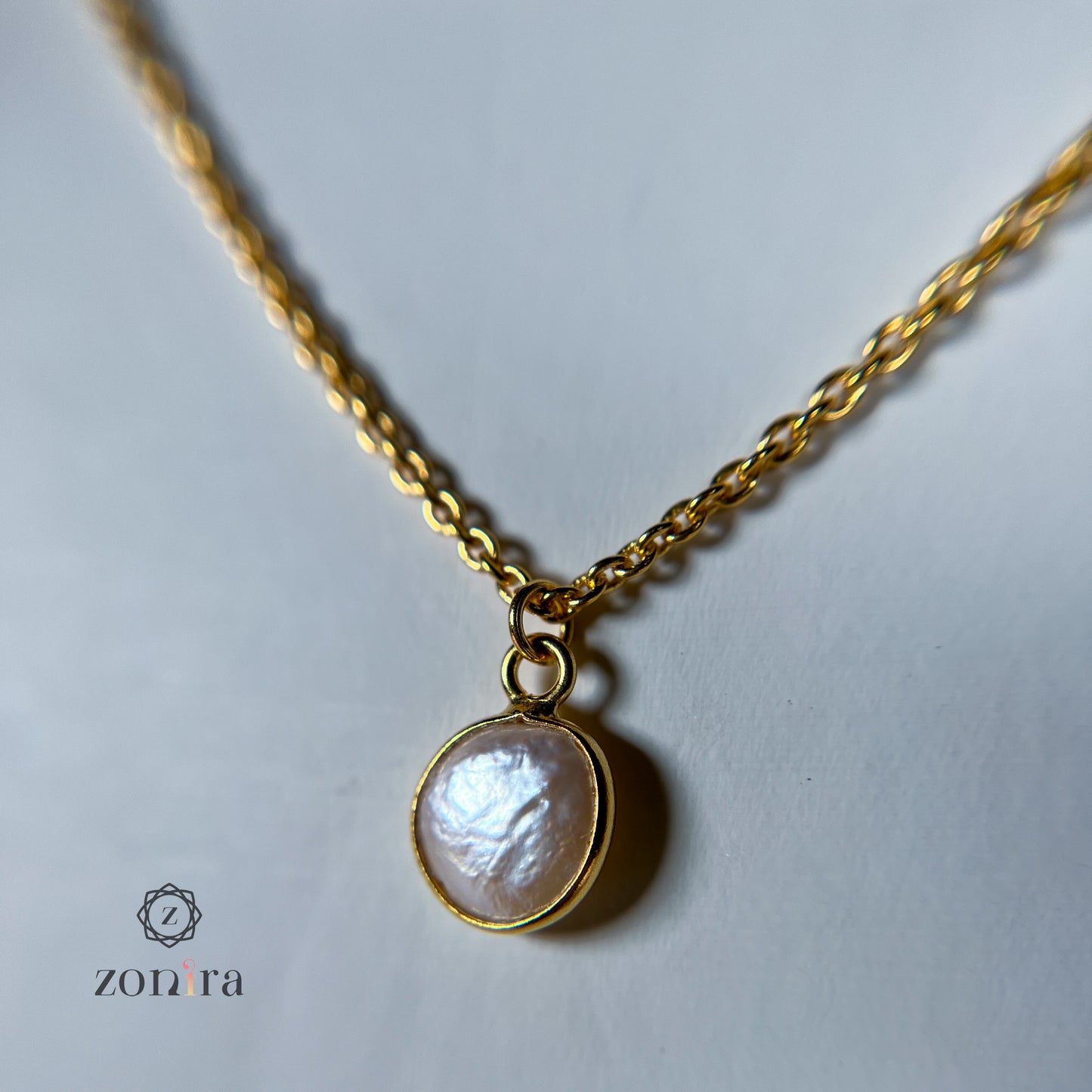 Ida Silver Necklace - Coin Pearl Gold