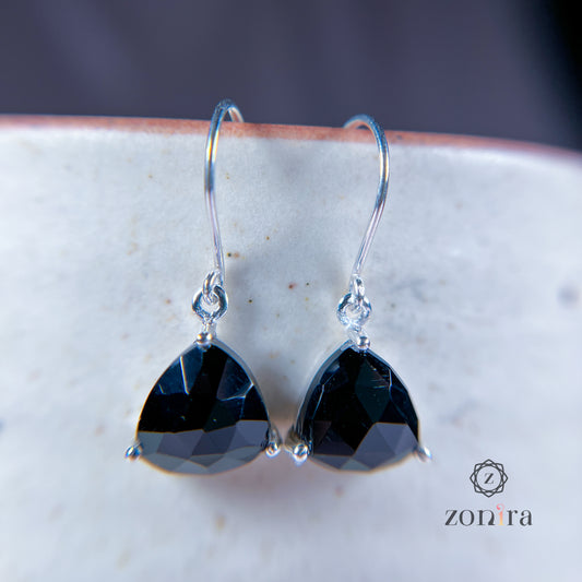 Ila Silver Danglers - Black Onyx