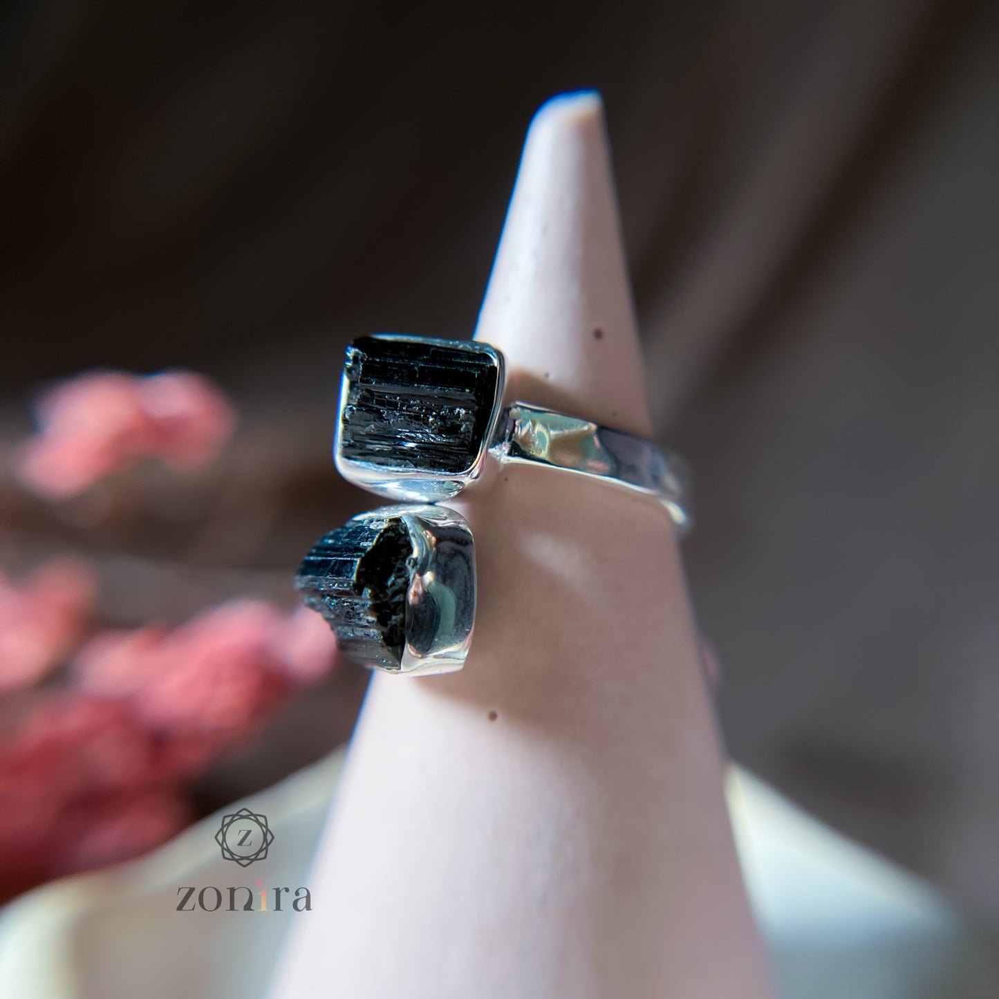 Liba Silver Ring - Raw Black Tourmaline