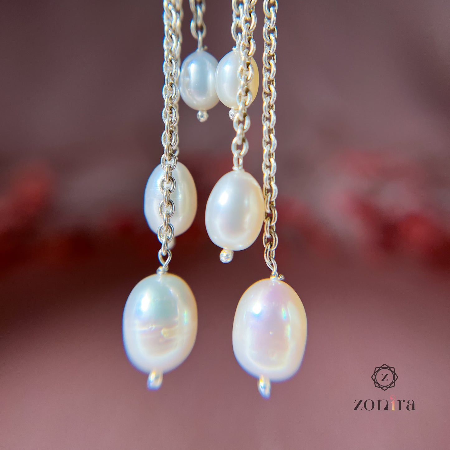 Gulshan Silver Danglers - Baroque Pearls