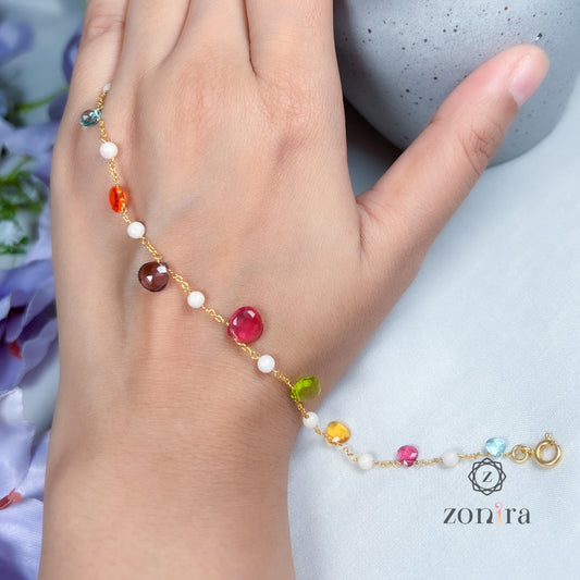 Ecstacy Silver Bracelet - Assorted Artificial Stones(3)