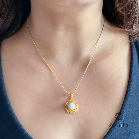 Idaya Silver Pendant - Coin Pearl Gold