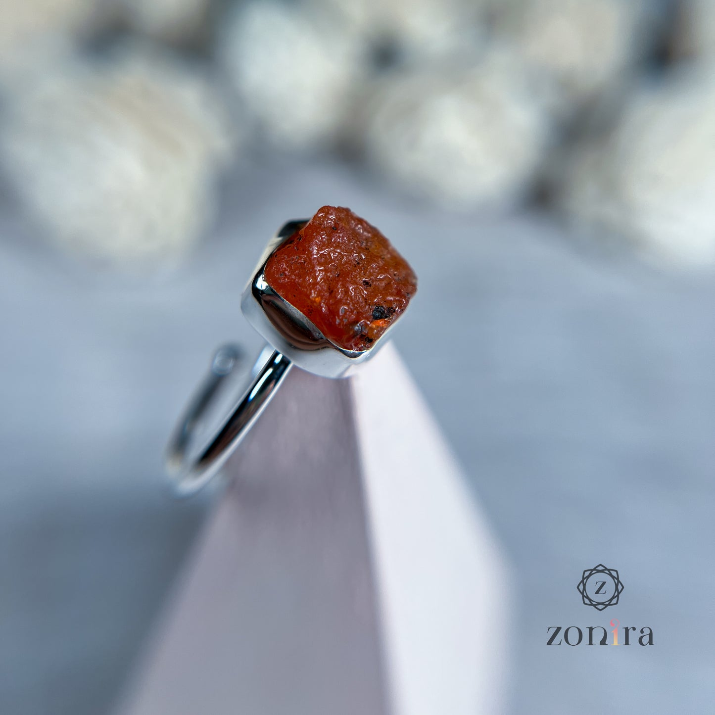 Eka Silver Ring - Raw Carnelian