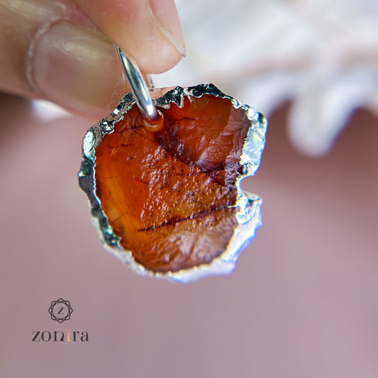 Mili Silver Pendant - Raw Carnelian