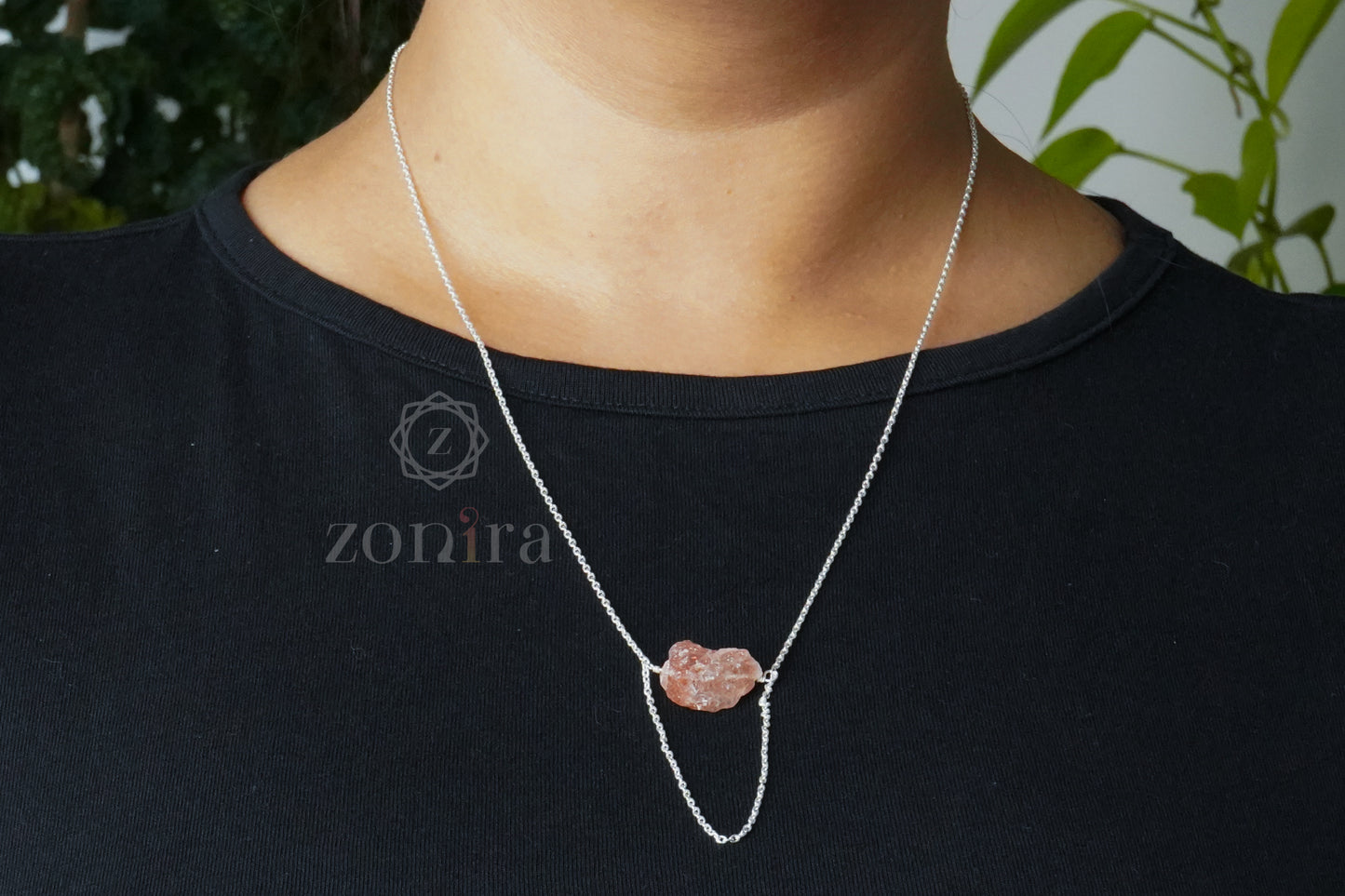 Aabis Silver Necklace - Raw Sunstone