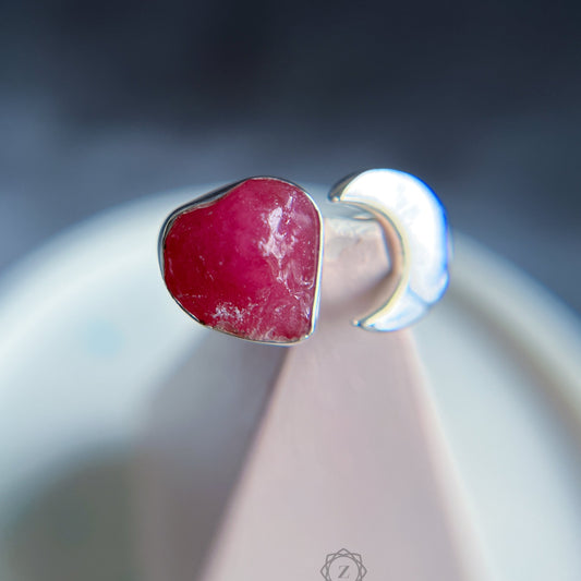 Chaand Silver Ring - Raw Ruby