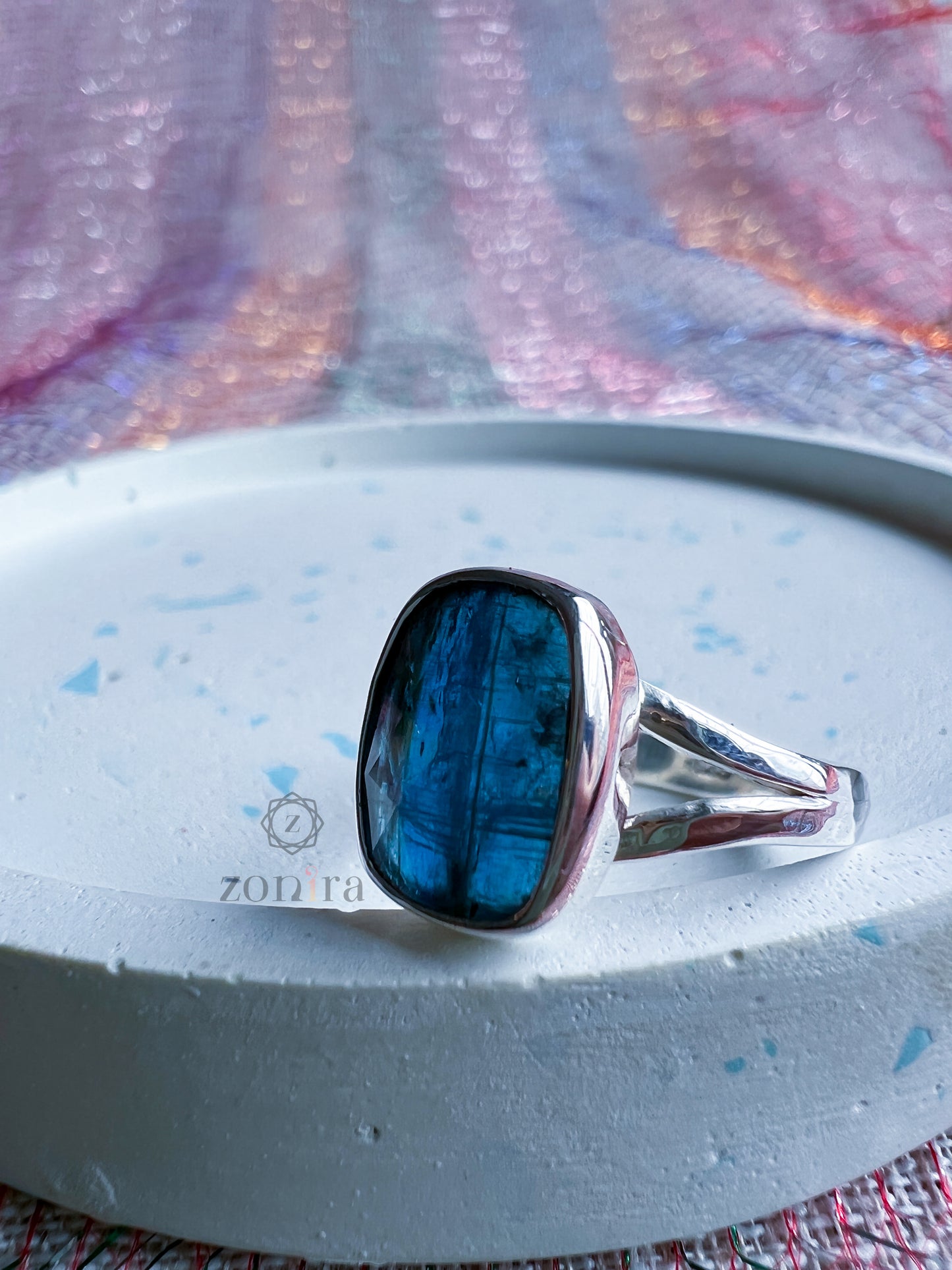 Amoli Silver Ring - Blue Kyanite