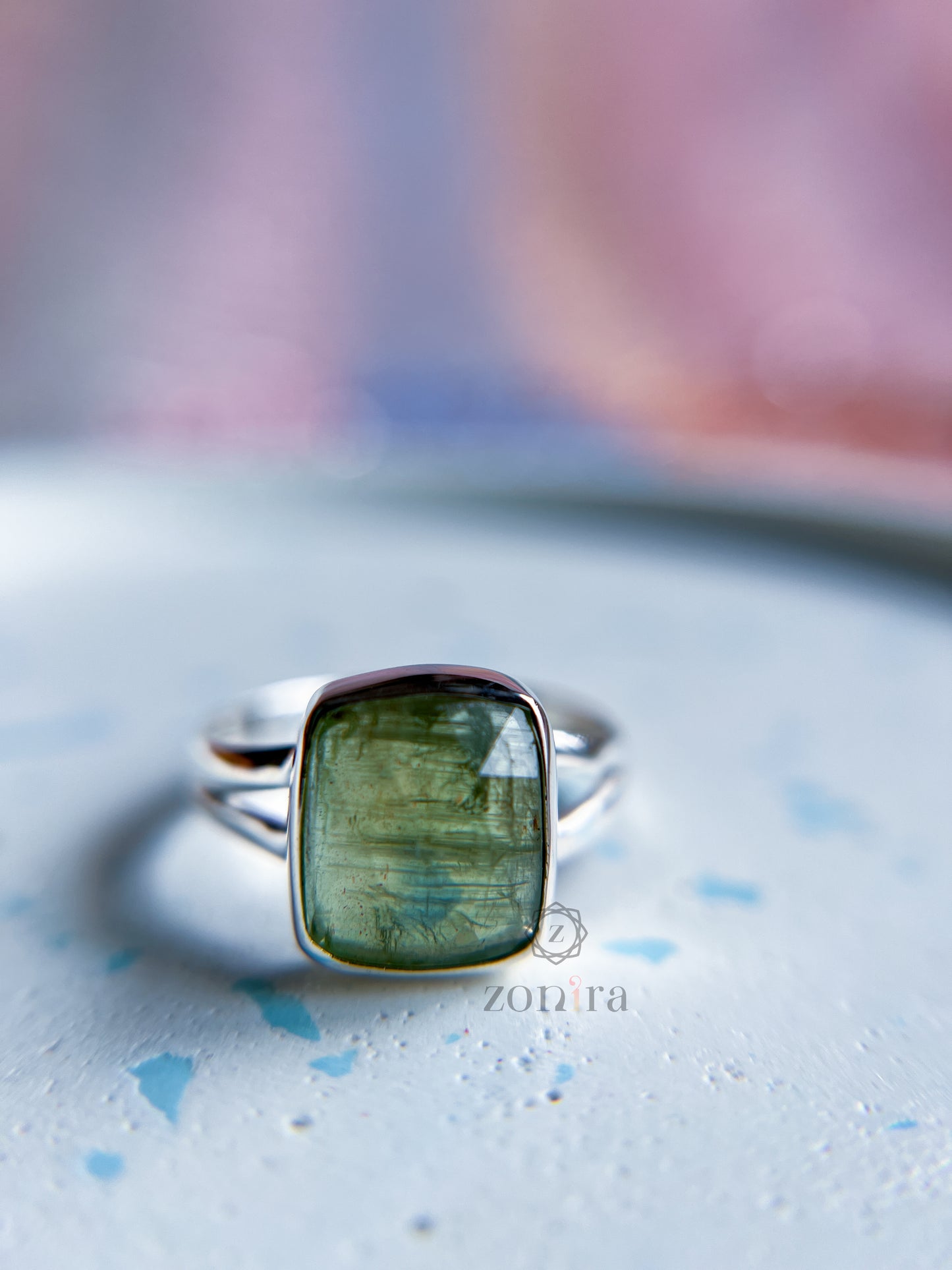 Amoli Silver Ring - Green Kyanite