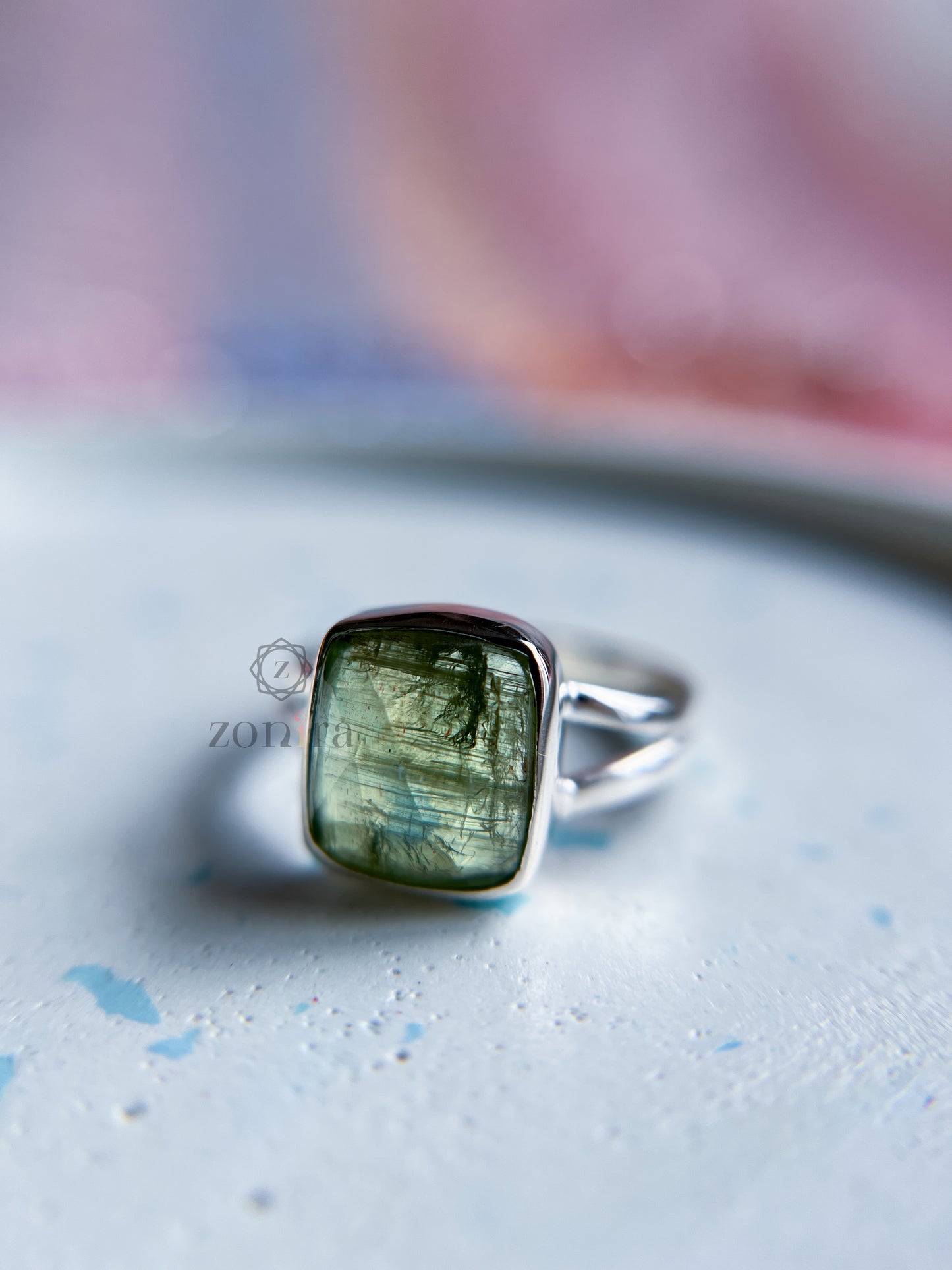 Amoli Silver Ring - Green Kyanite