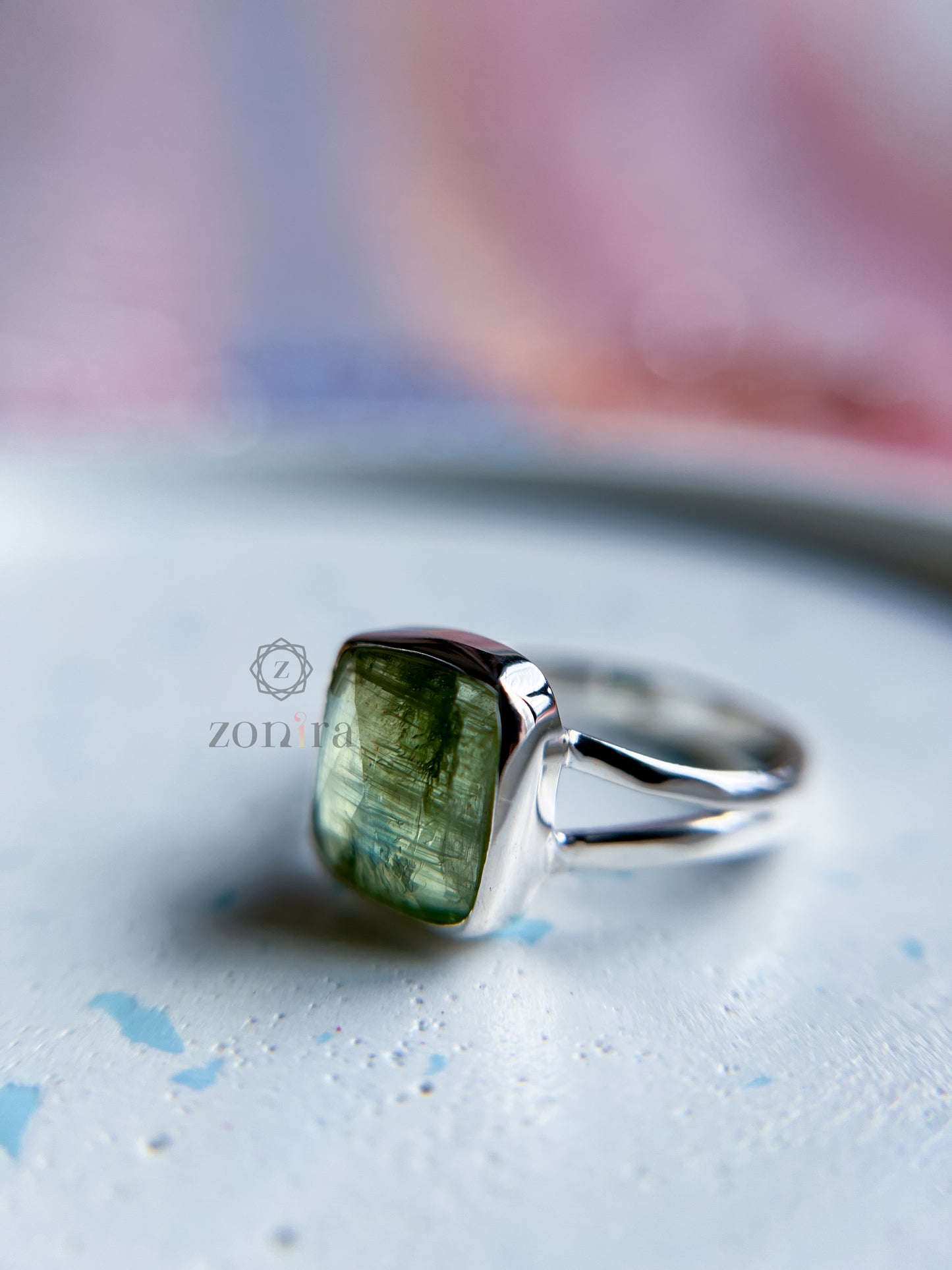 Amoli Silver Ring - Green Kyanite