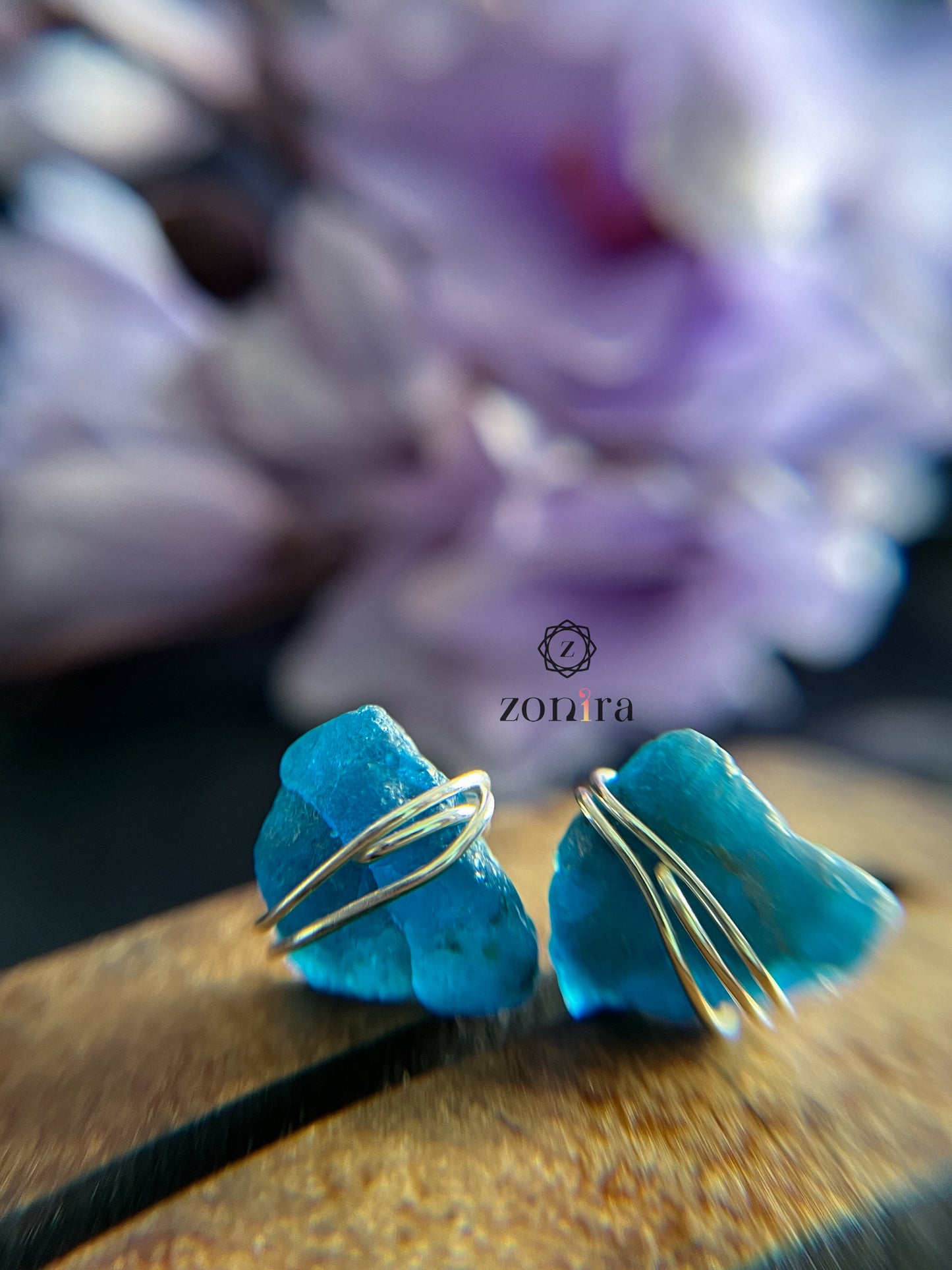 Ashma Silver Studs - Raw Apatite