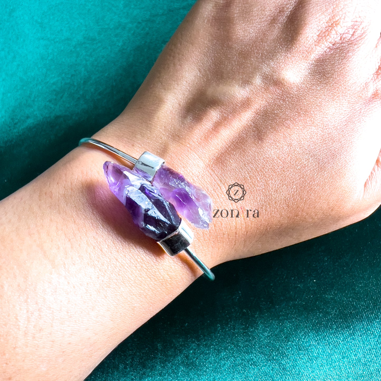 Lami Silver Bangle - Raw Amethyst