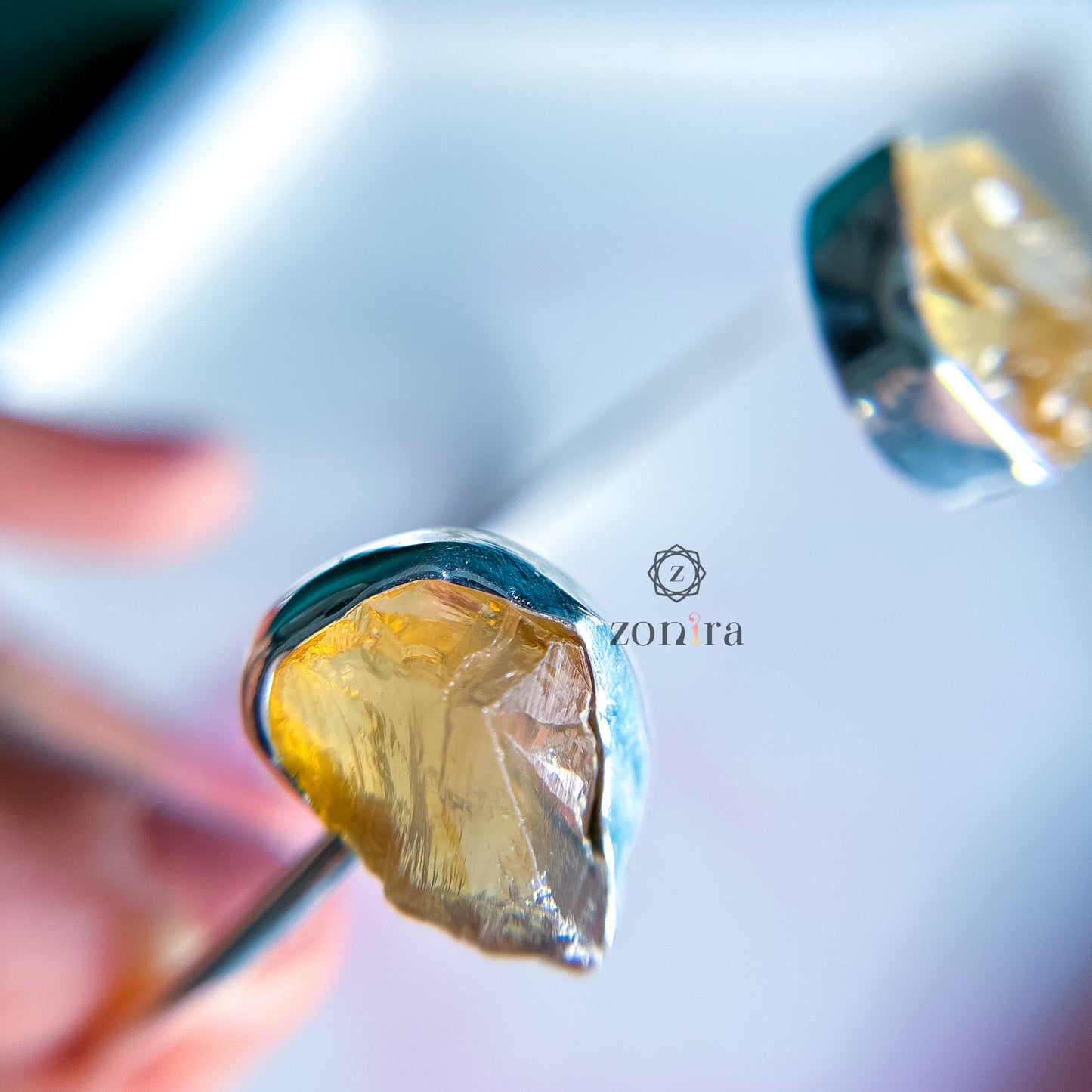 Lami Silver Bangle - Raw Citrine