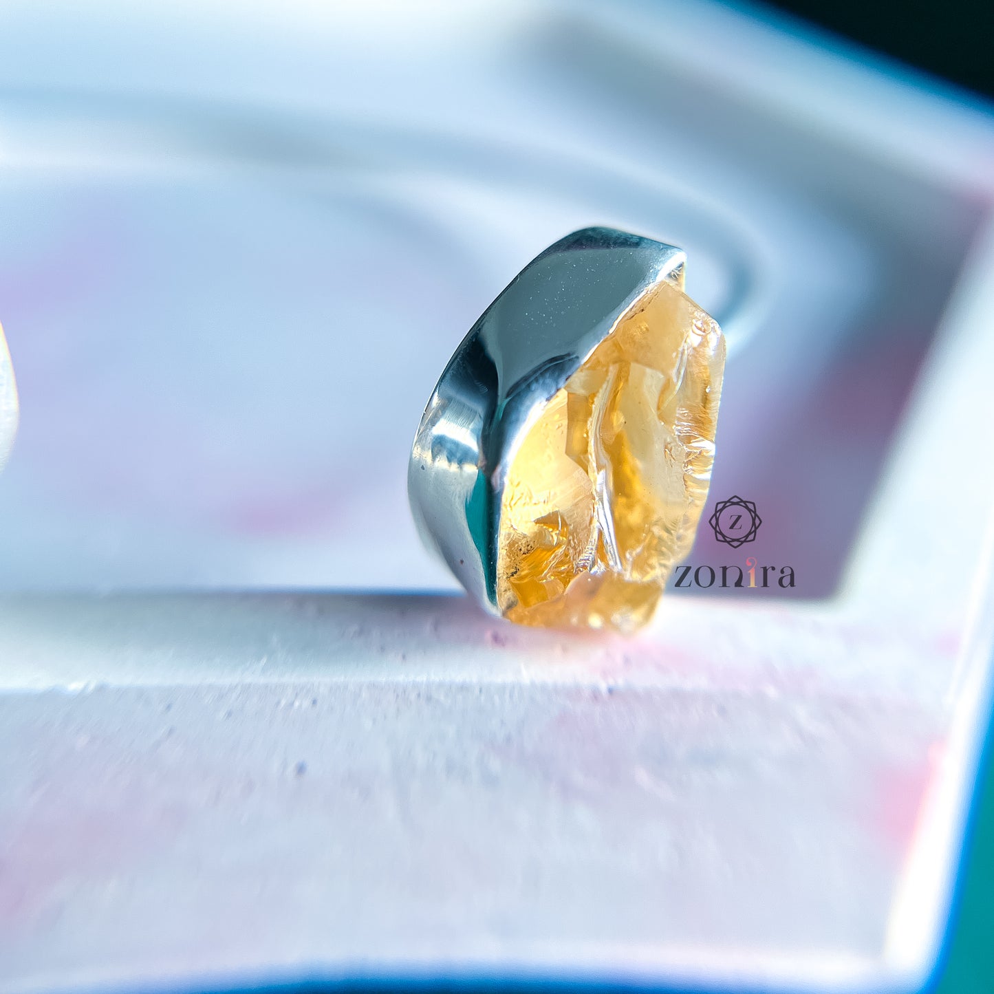 Lami Silver Bangle - Raw Citrine