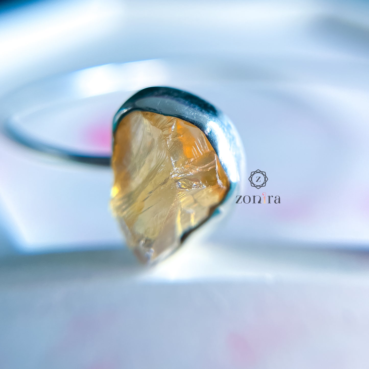 Lami Silver Bangle - Raw Citrine