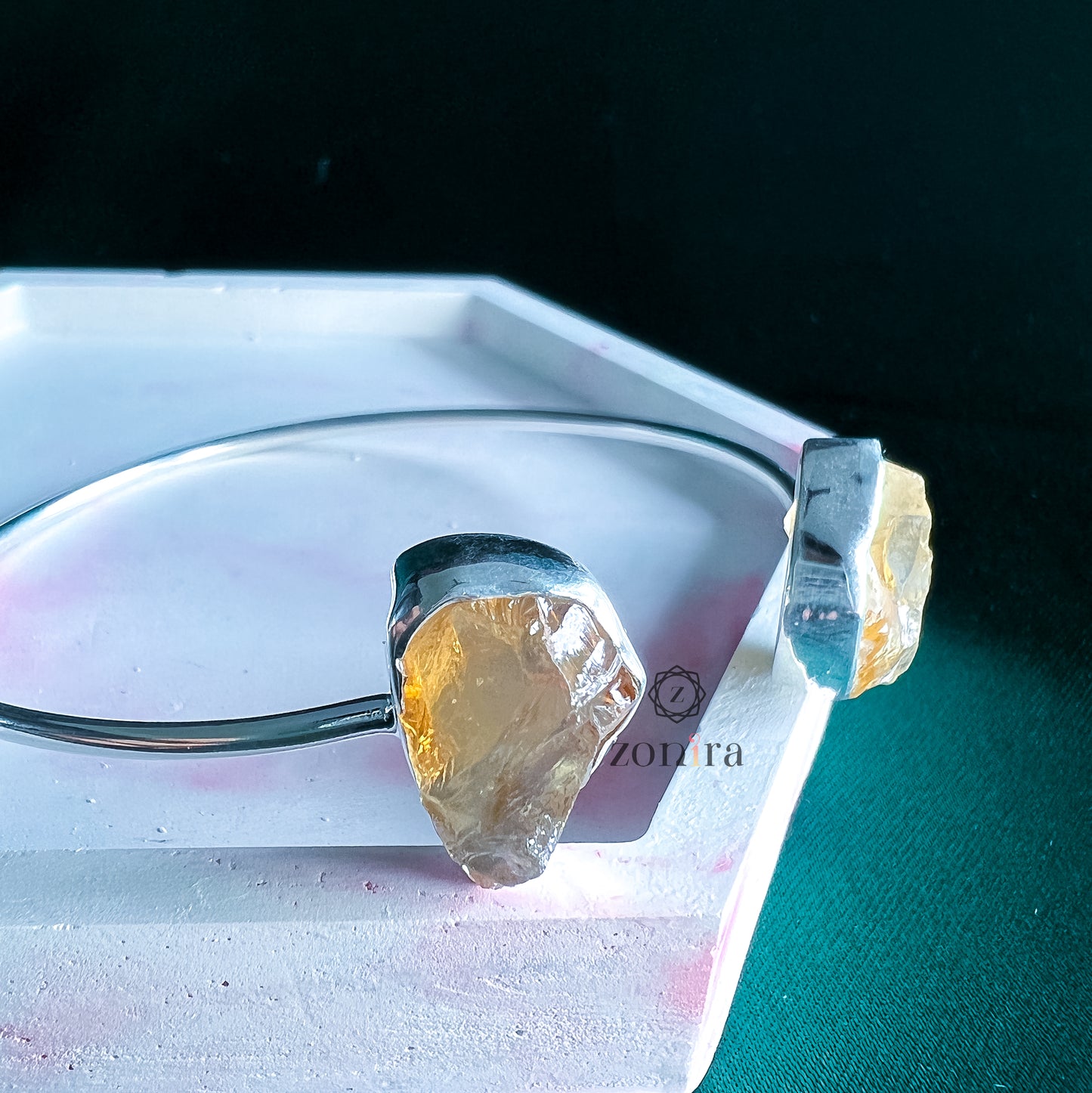 Lami Silver Bangle - Raw Citrine